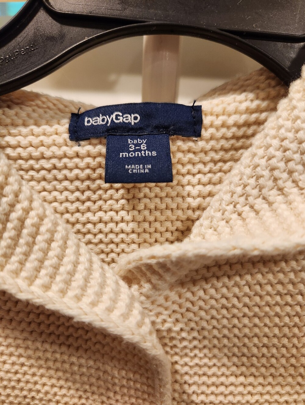 Baby Gap Cream Knit Hooded Baby Sweater, Size 3-6M - Picture 3 of 5